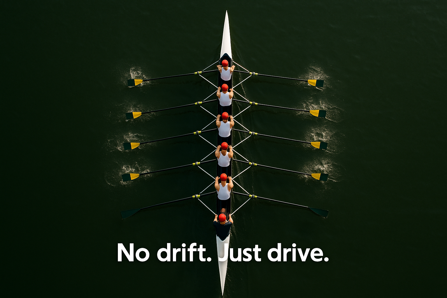 Rowing team moving in sync